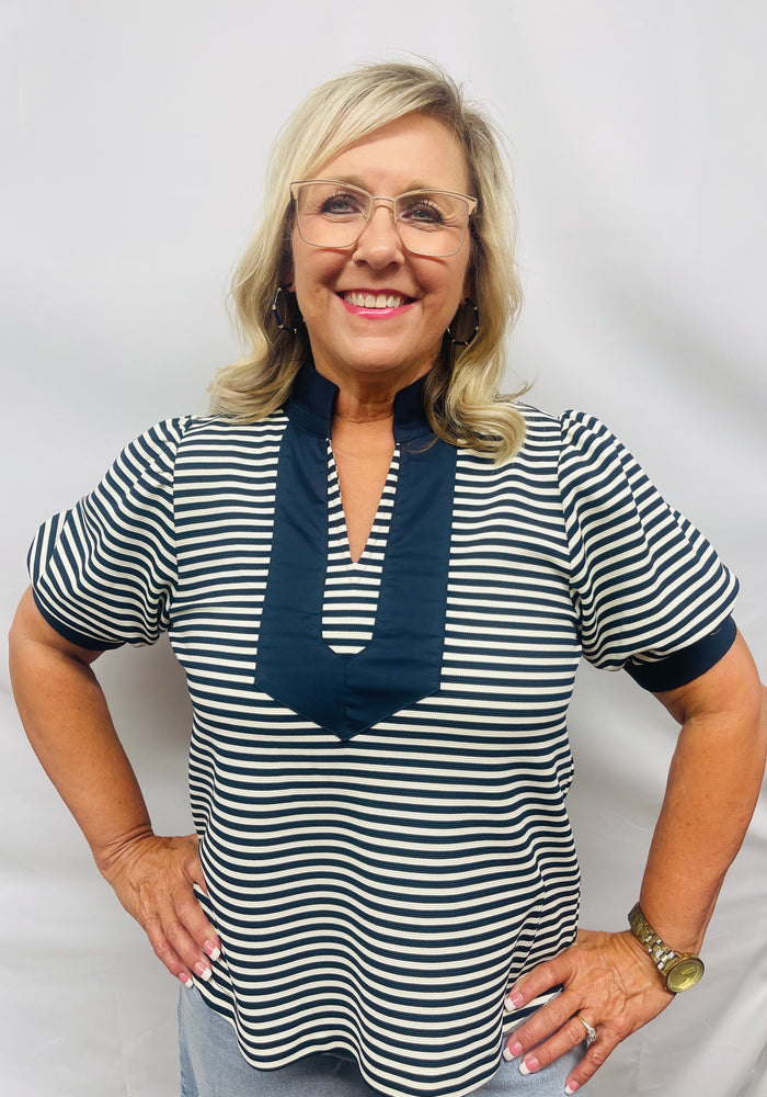 Navy Stripe Top
