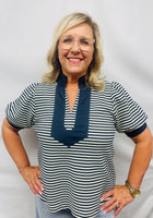 Load image into Gallery viewer, Navy Stripe Top

