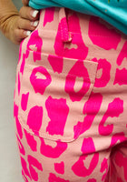 Load image into Gallery viewer, Cropped Wide-Leg Neon Leopard Pants
