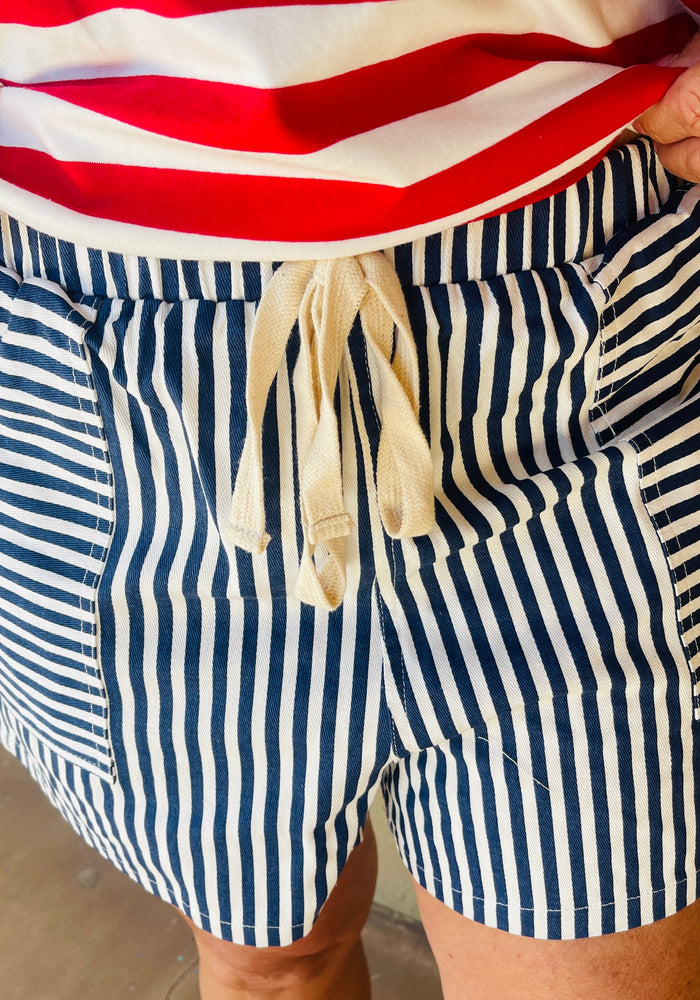 Blue Pin Stripe Shorts