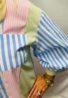 Load image into Gallery viewer, Blue/Pink Stripe 3/4 Sleeve Top
