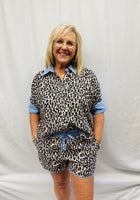 Load image into Gallery viewer, Blue Stripe/Leopard Short SET
