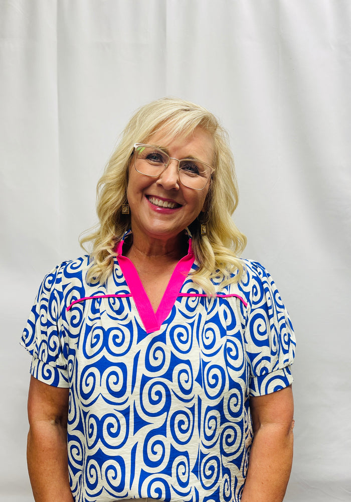 Royal w/Hot Pink Trim Top