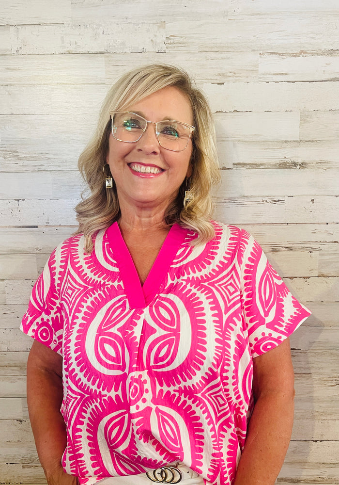 Pink Abstract Top