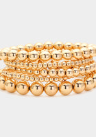 Load image into Gallery viewer, 5pc Gold Beaded Bracelet SET
