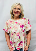Load image into Gallery viewer, Cream/Pink Floral Top
