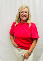 Load image into Gallery viewer, Red Puff Sleeve Top
