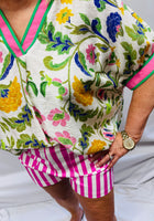 Load image into Gallery viewer, Green/Pink Floral Oversized Top

