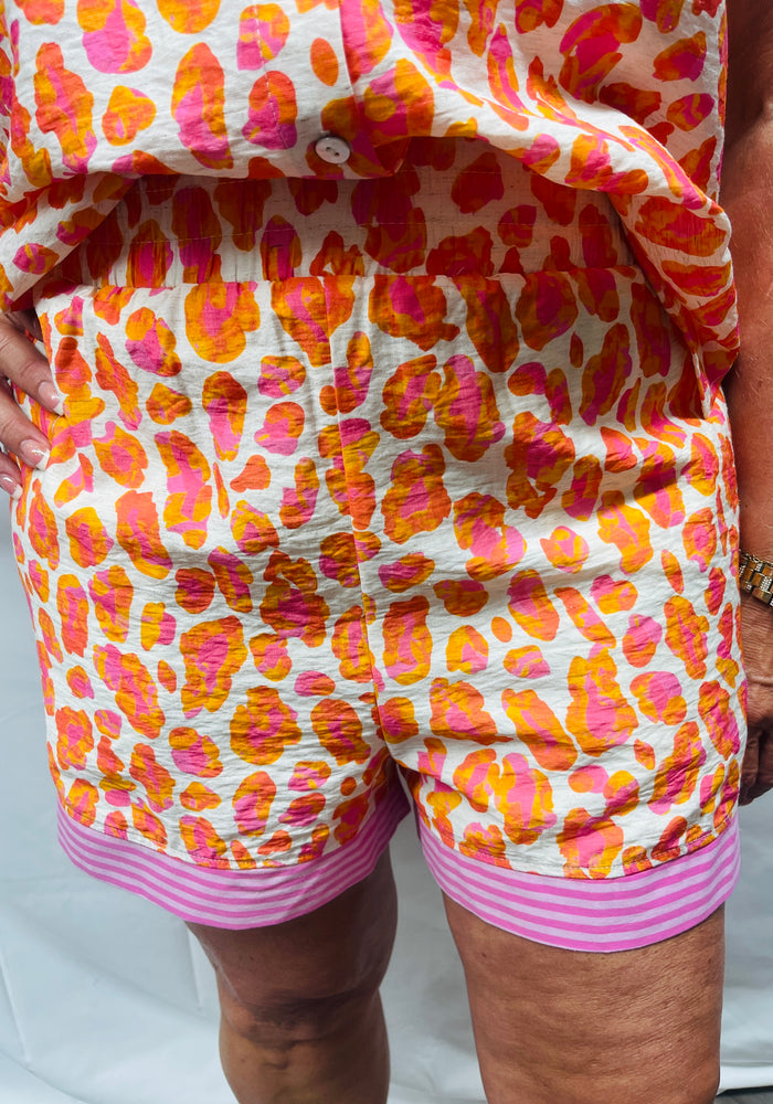 Orange/Pink Leopard Short SET