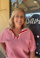 Load image into Gallery viewer, Red Gingham w/Split Neckline
