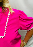 Load image into Gallery viewer, Solid w/rick rack Trim Top
