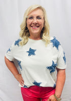 Load image into Gallery viewer, Cream Frayed Star Top
