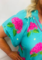 Load image into Gallery viewer, Jade/Hot Pink Floral Top
