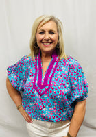 Load image into Gallery viewer, Turq/Purple Mix Oversized Top
