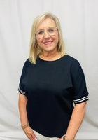 Load image into Gallery viewer, Blk w/White Trim Sleeve Top
