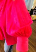 Load image into Gallery viewer, Hot Pink Bubble Sleeve Top
