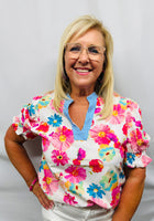 Load image into Gallery viewer, Pink/Blue Floral Top
