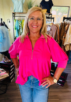 Load image into Gallery viewer, Hot Pink Bubble Sleeve Top
