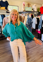 Load image into Gallery viewer, Teal Puff Sleeve Top
