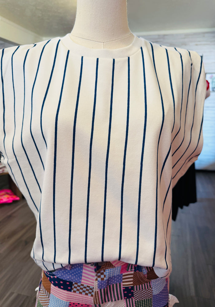 Navy Stripe Cropped Tank