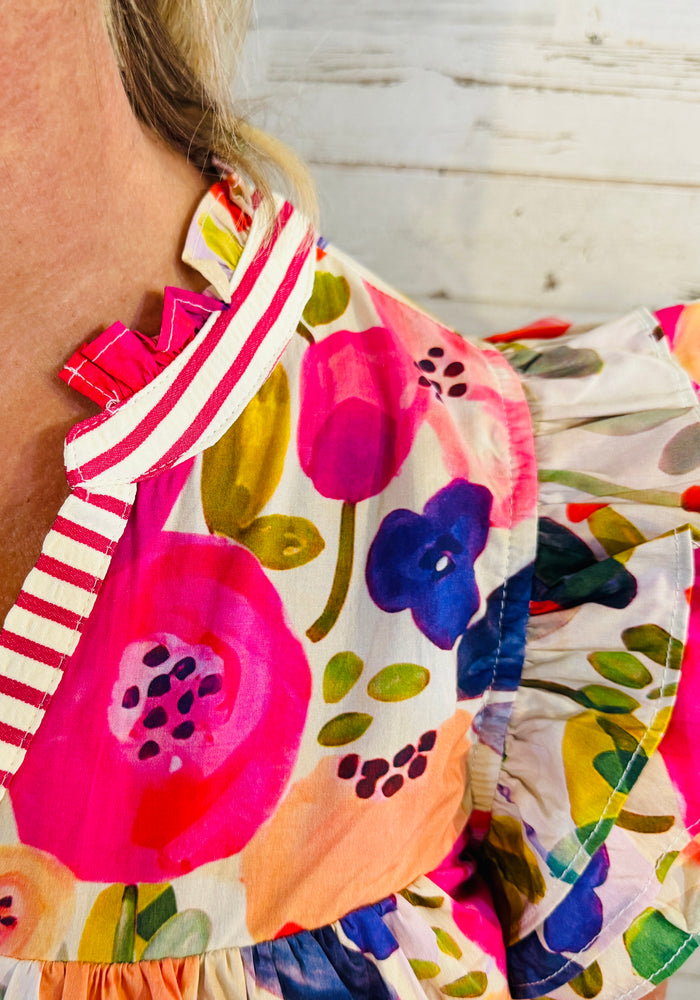 Fuchsia Mix Floral  Dress