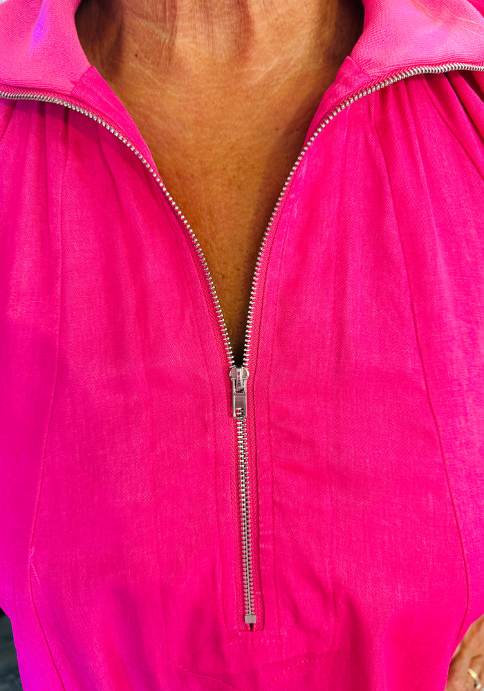 Hot Pink Bubble Sleeve Top