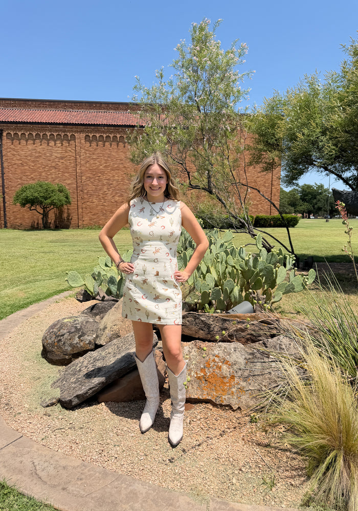 Cream Western Mini Dress